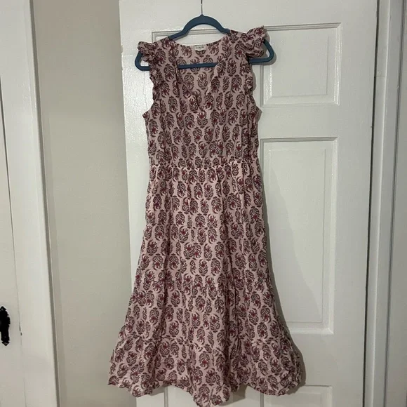 J. Crew Ruffle Sleeve Midi Dress Pink Floral Size - Picture 3 of 4